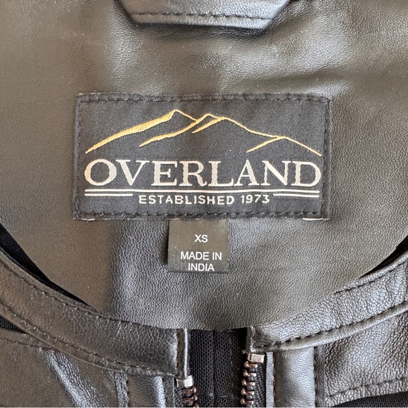 Overland Black Short Lamb Leather and Mesh Stripe Full Zip Jacket Womens Size XS - Picture 14 of 16